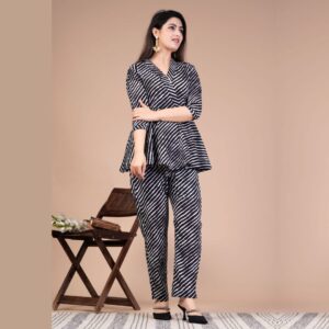 Black Hand Block Print Jaipuri Co-ord Set