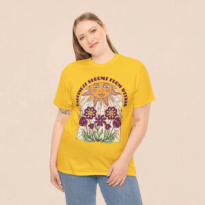 Women's Happiness Blooms Printed Cotton T-shirt - Daisy