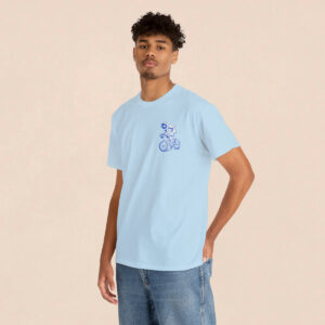 Men's Light Blue Back Printed Astronaut Riding Cycle T-shirt
