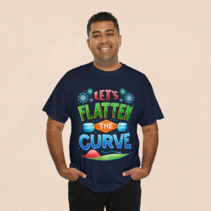 Men's Navy Flatten Curve Printed T-shirt