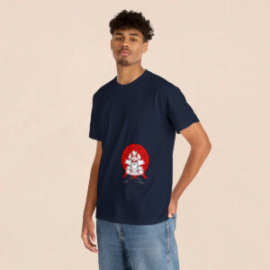 Men's Navy Blue Back Printed Kitsune Mask T-shirt