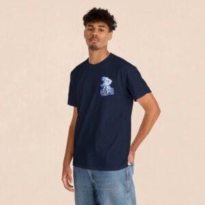 Men's Navy Back Printed Astronaut Riding Cycling T-shirt