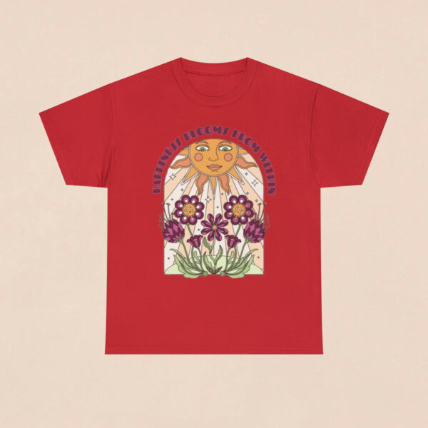 Women's Happiness Blooms Printed Cotton T-shirt - Red - Image 2