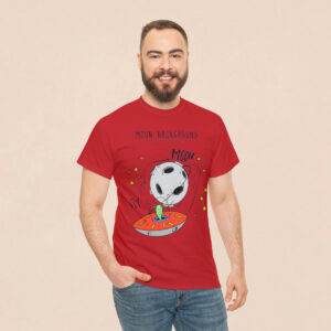 Men's Red Moon Background Printed T-shirt