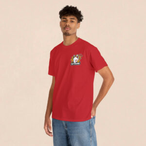 Men's Red Back Printed Kitsune Face T-shirt