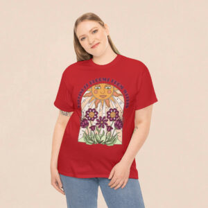 Women's Happiness Blooms Printed Cotton T-shirt - Red