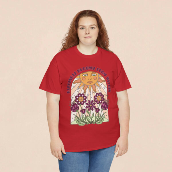 Women's Happiness Blooms Printed Cotton T-shirt - Red - Image 5