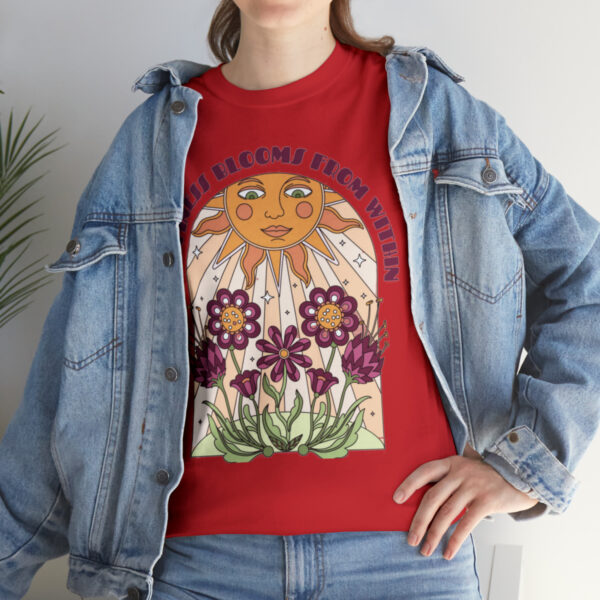 Women's Happiness Blooms Printed Cotton T-shirt - Red - Image 6