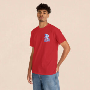 Men's Red Back Printed Astronaut Riding Cycling T-shirt