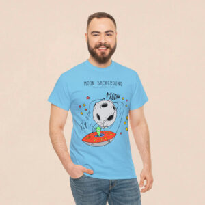 Men's Sky Blue Moon Background Printed T-shirt