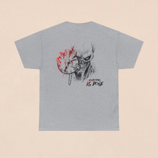 Men's Sport Grey Skull Time is Done Back Printed T-shirt - Image 3