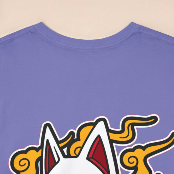 Men's Lavender Back Printed Kitsune Face T-shirt - Image 6
