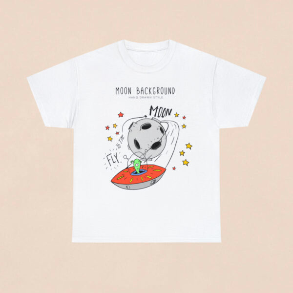 Men's White Moon Background Printed T-shirt - Image 2