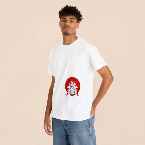 Men's White Back Printed Kitsune Mask T-shirt - Image 4