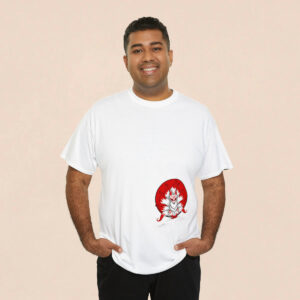 Men's White Back Printed Kitsune Mask T-shirt