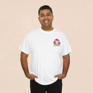 Men's White Back Printed Japanese Kitsune Mask T-shirt