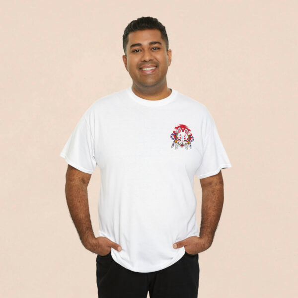 Men's White Back Printed Japanese Kitsune Mask T-shirt