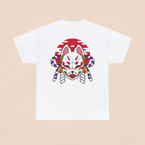 Men's White Back Printed Japanese Kitsune Mask T-shirt - Image 3