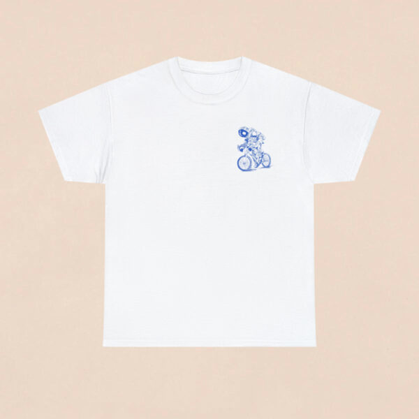 Men's White Back Printed Astronaut Riding Cycling T-shirt - Image 2