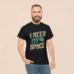 Men's Black Need My Space Printed T-shirt