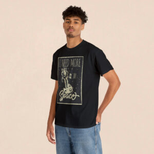Men's Black Need More Space Printed T-shirt
