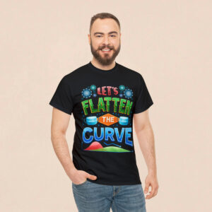 Men's Black Flatten Curve Printed T-shirt