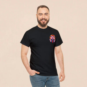 Men's Black Cool Illustration Back Printed T-shirt
