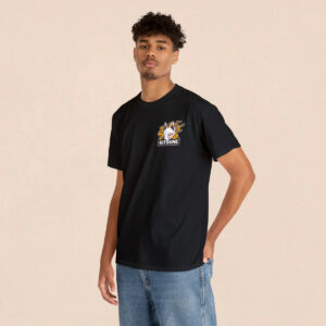 Men's Black Back Printed Kitsune Face T-shirt