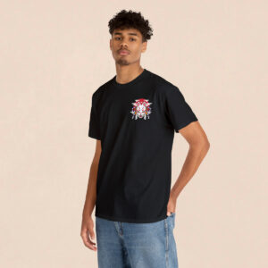 Men's Black Back Printed Japanese Kitsune Mask T-shirt