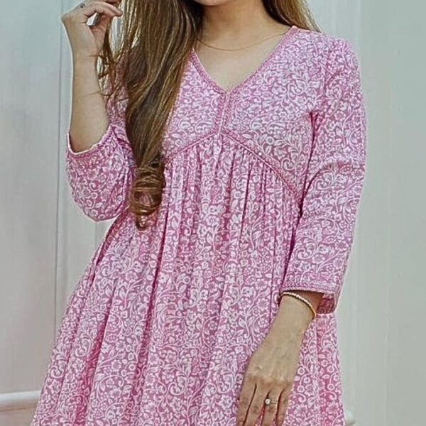Pink Premium Aaliya Cut Kurti Set - Image 3