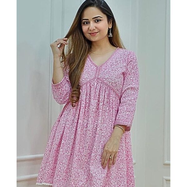 Pink Premium Aaliya Cut Kurti Set - Image 2