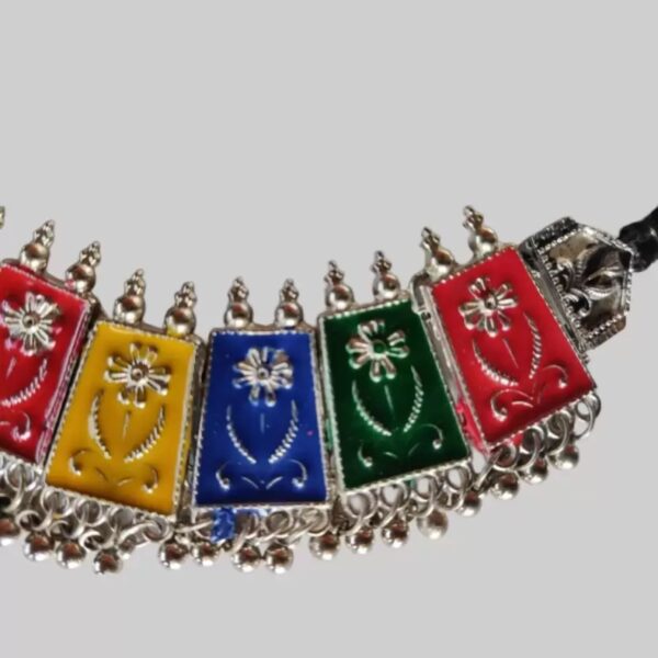 Grabwhole Oxidised Silver, Alloy Multicolor Jewel Set (Pack of 1)