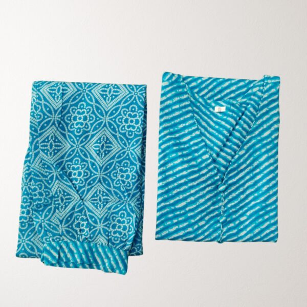 Lahariya Print Kurti with Afgani 100% Pure Cotton - Blue - Image 4