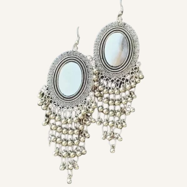 grabwhole Oxidised Silver Oval Earring for Women & Girls