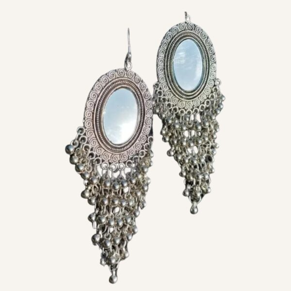 grabwhole Oxidised Silver Oval Earring for Women & Girls