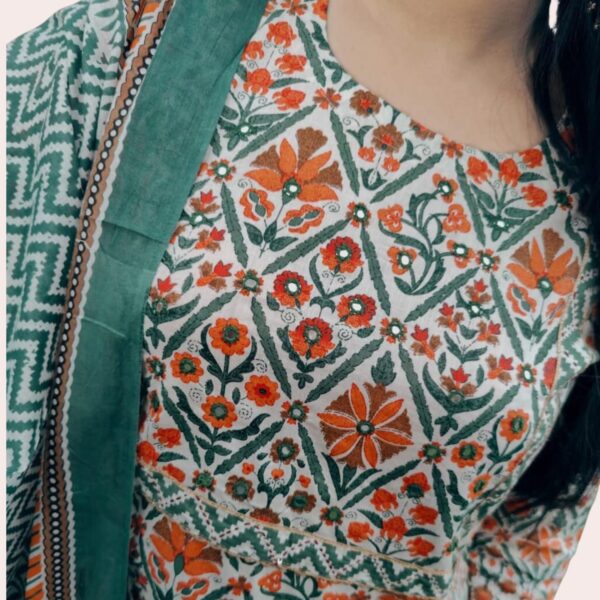 Cotton Straight Suit Set with Mirror & Gota Lace Detailing - Image 6