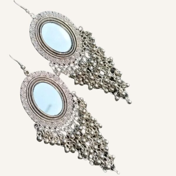 grabwhole Oxidised Silver Oval Earring for Women & Girls