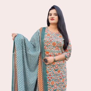 Cotton Straight Suit Set with Mirror & Gota Lace Detailing