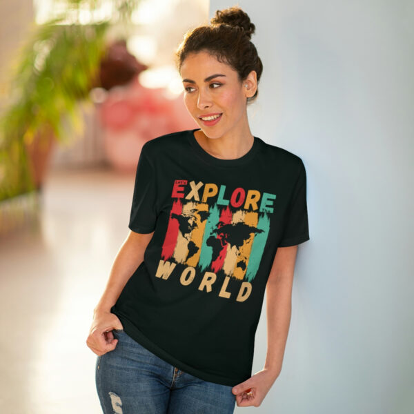 Lets Explore The World Organic T-shirt - Unisex - Black - Image 6