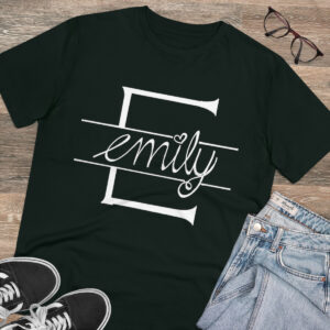Custom Text Handwritten Print Organic T-shirt - Unisex - Black