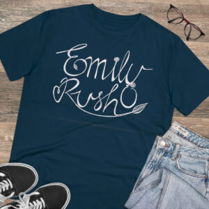 Stylish Custom Text Handwritten Print Organic T-shirt - Unisex - French Navy