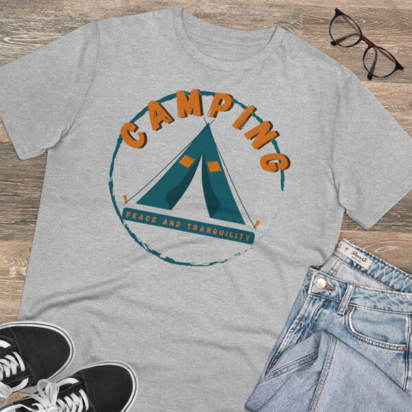 Camping Organic T-shirt - Unisex - Heather Grey - Image 4