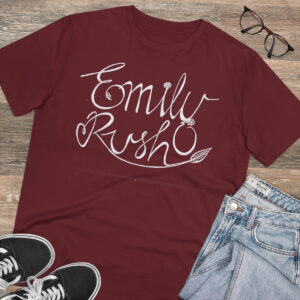 Stylish Custom Text Handwritten Print Organic T-shirt - Unisex - Burgundy