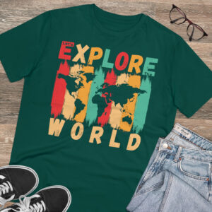 Lets Explore The World Organic T-shirt - Unisex - Glazed Green
