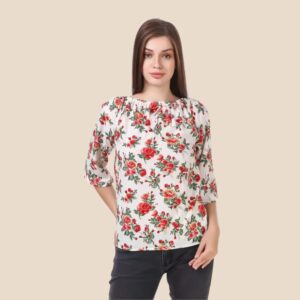 grabwhole Casual Regular Sleeves Floral Print Women Multicolor Top