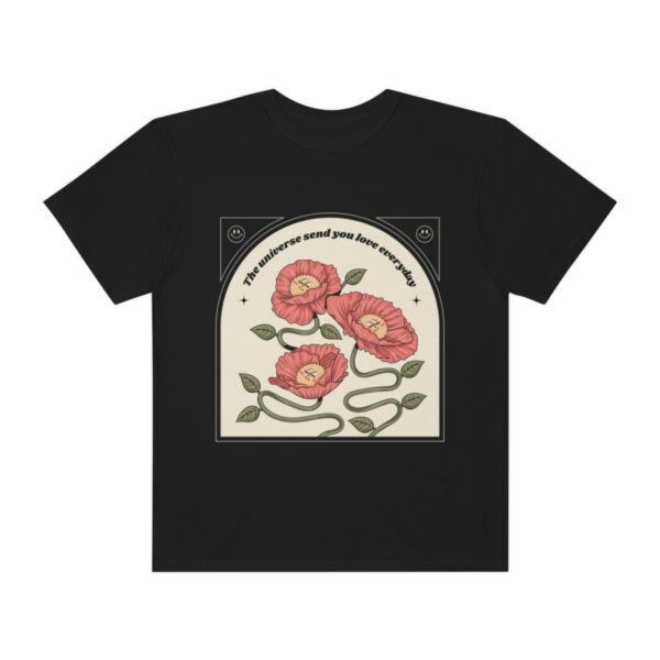 Women's One Line Flower Art Printed T-shirt - Black - Image 2