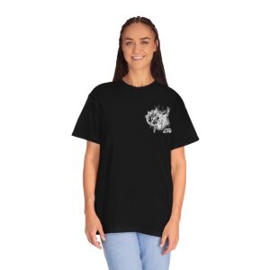 Women's Back Printed Skull Time T-shirt - Black