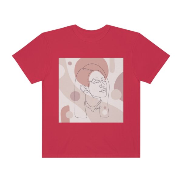 Women's One Line Art Printed T-shirt - Red - Image 2
