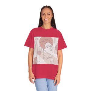 Women's One Line Art Printed T-shirt - Red