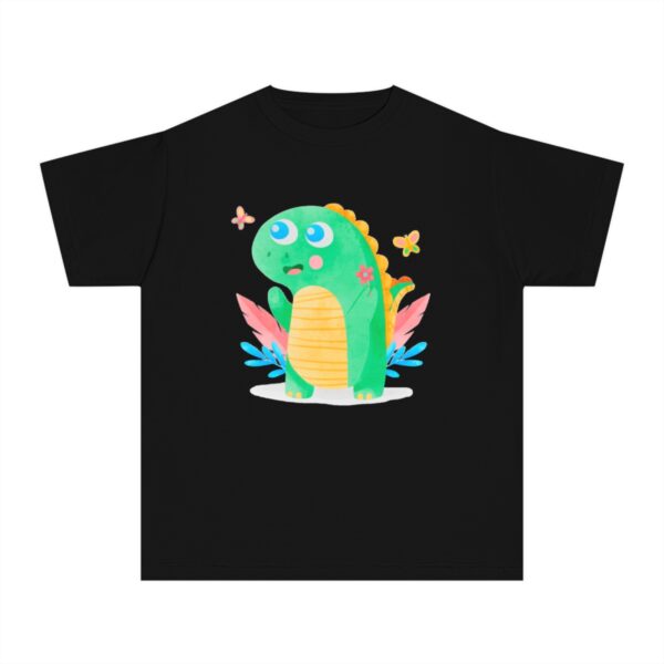 Kid's Simple Roar Dinosaur Back Printed T-shirt - Black - Image 2